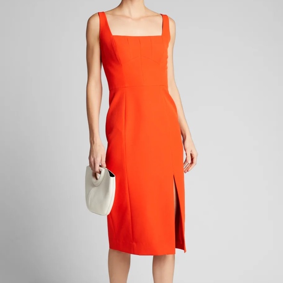 MILLY Cady Rita Square Neck Sleeveless Cady Dress Sz 4 NWT Coral - Picture 1 of 8